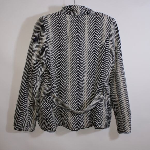 NEU Look Black And White Striped Button Up Jacket Size L - Picture 2 of 4